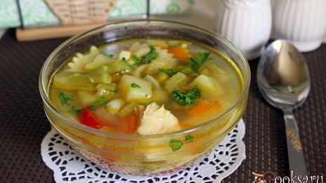 куриный суп с овощами и фарфалле