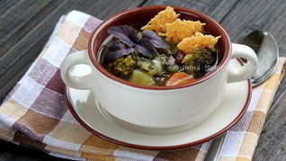 Минестроне с чипсами из пармезана