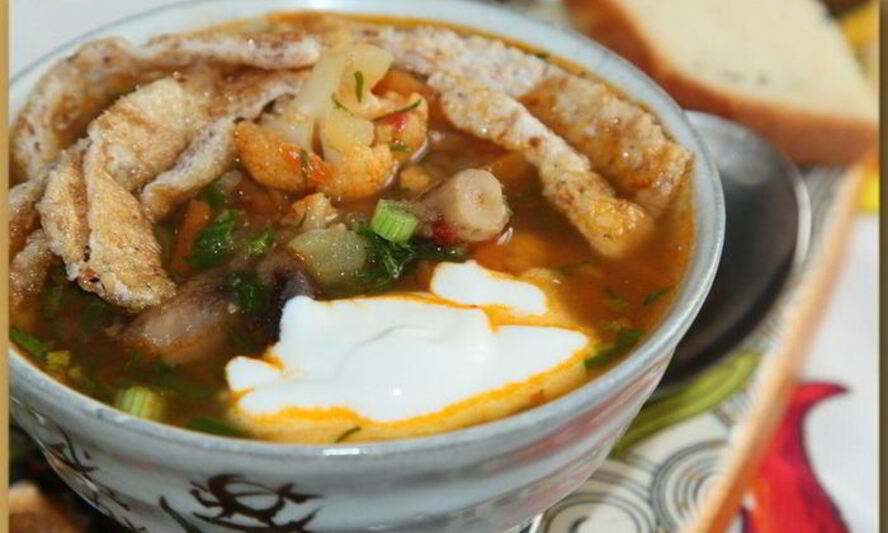 Рецепт овощного супа с белково-кунжутным омлетом