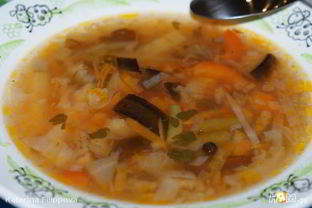 Овощной суп с грибами и баклажаном