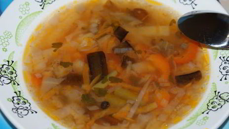 овощной суп с грибами и баклажаном