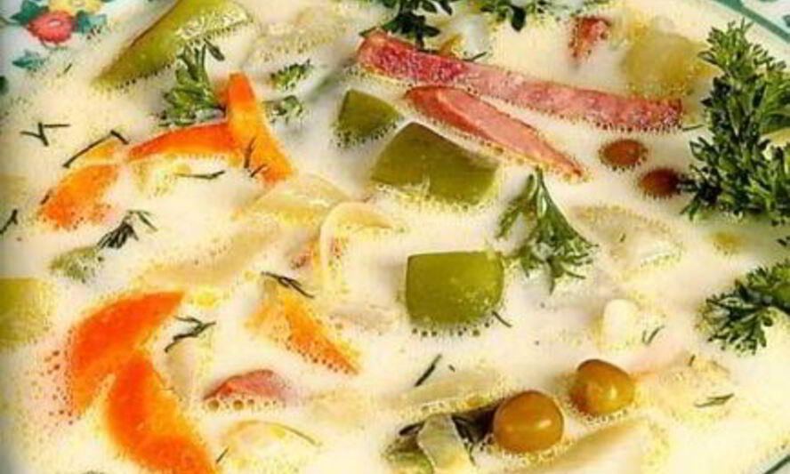 Рецепт овощного супа с ветчиной и сыром