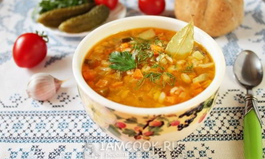 Рецепт постного рассольника с перловкой
