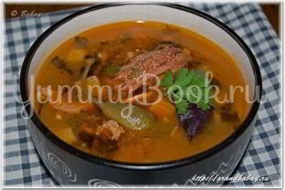 Рассольник из индейки с перловкой