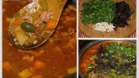 рассольник из индейки с перловкой