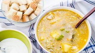 Рассольник на курином бульоне