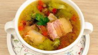 Рассольник с копченой грудинкой