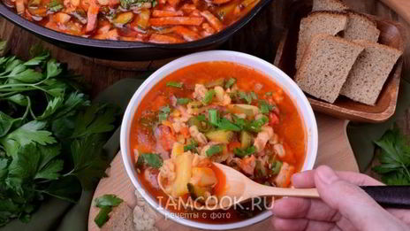 рассольник с копченостями