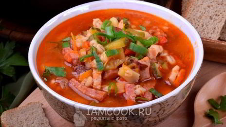 рассольник с копченостями