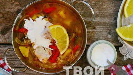 рассольник с рисом и рыбой