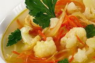 Оранжевые щи с цветной капустой