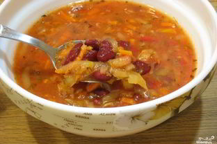 Постные щи с фасолью