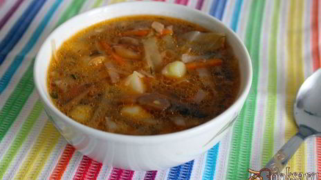 щи из свежей капусты с баклажанами