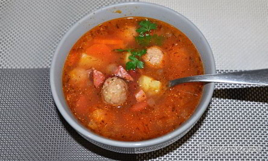 Рецепт солянки с фрикадельками и фасолью