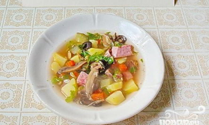 Рецепт солянки с ветчиной и грудинкой