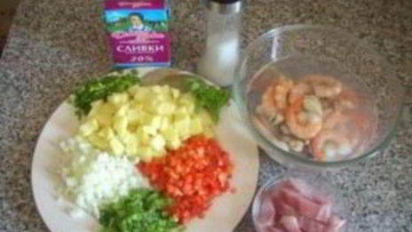 суп из морепродуктов со сливками