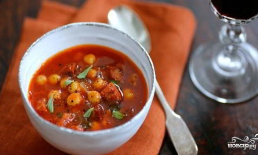 Рецепт супа из нута с копченостями