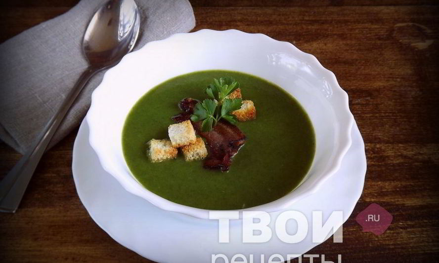 Рецепт шпинатного супа-пюре с грудинкой