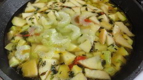 суп-пюре из кабачка и жареной перловки