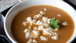 Суп-пюре из печеных баклажанов