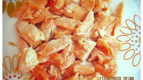 суп-пюре с лососем и креветками