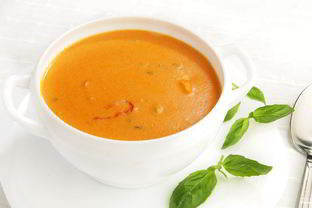 Томатный суп-пюре с креветками
