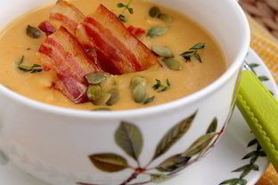 Тыквенно-картофельный суп-пюре с беконом