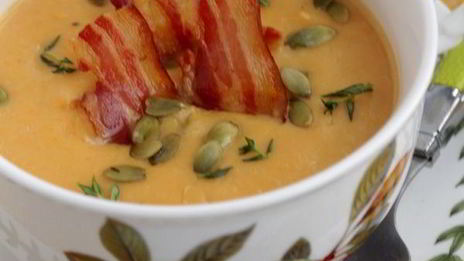тыквенно-картофельный суп-пюре с беконом