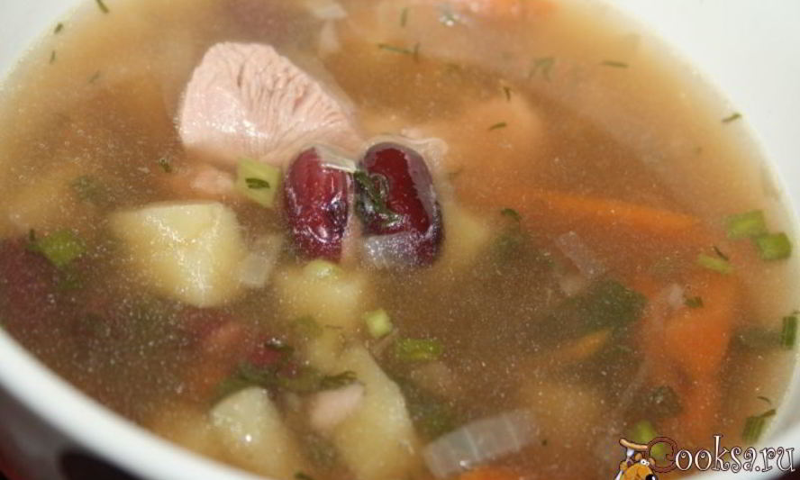 Рецепт супа с индейкой, фасолью и печеным картофелем