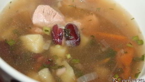 суп с индейкой, фасолью и печеным картофелем