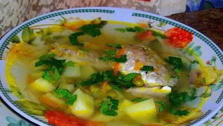 Суп с пеленгасом и горошком