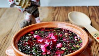 Свекольник холодный, с ветчиной