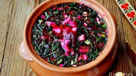 свекольник холодный, с ветчиной