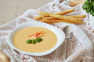 Сырный крем-суп с креветками