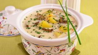 Сырный суп с белыми грибами