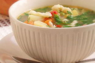 Сырный суп с клецками из кабачка