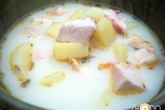 Сырный суп с копченой курицей