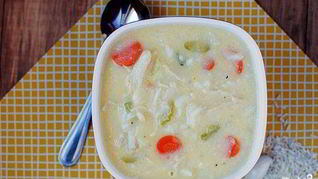 Сырный суп с курицей и рисом