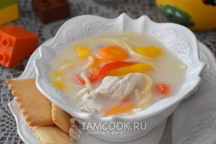 Сырный суп с курицей и вермишелью