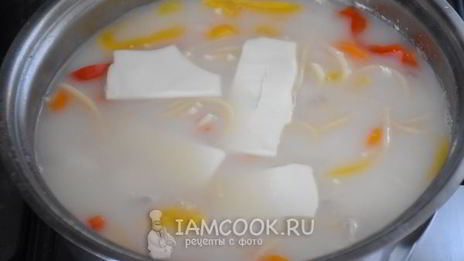 сырный суп с курицей и вермишелью