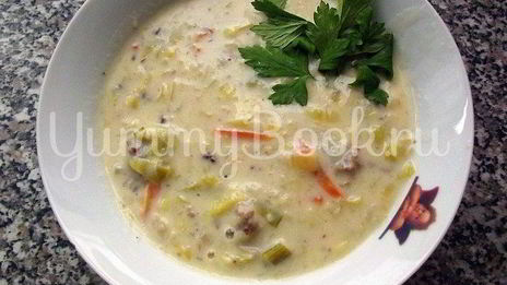 сырный суп с луком пореем в мультиварке