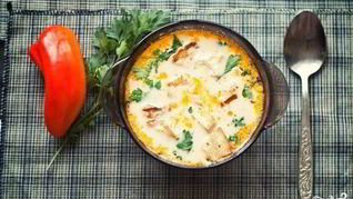 Сырный суп с овощами