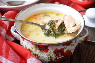 Сырный суп с семгой