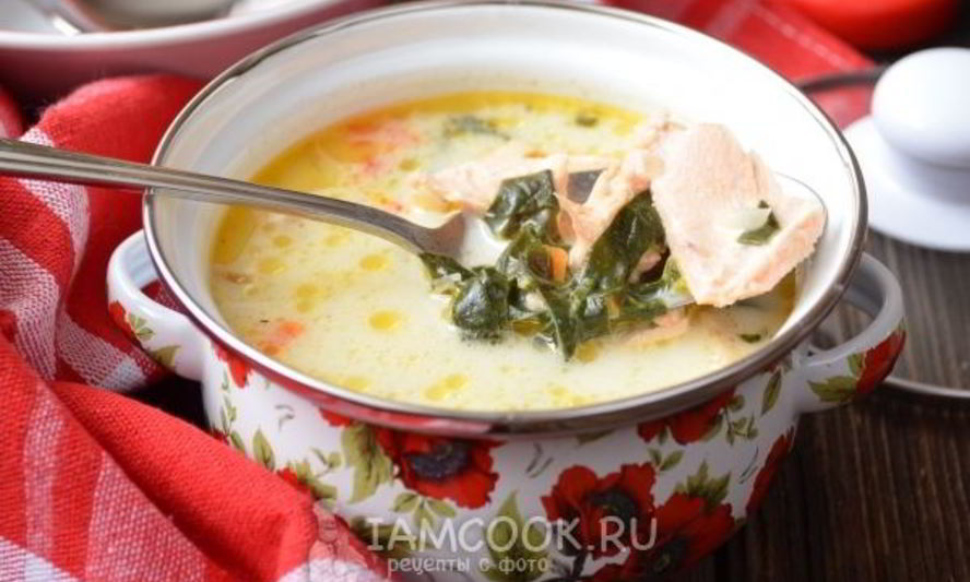 Рецепт сырного супа с семгой