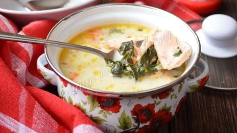 сырный суп с семгой