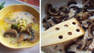 Сырный суп с шампиньонами