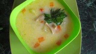 Сырный суп с соевым мясом