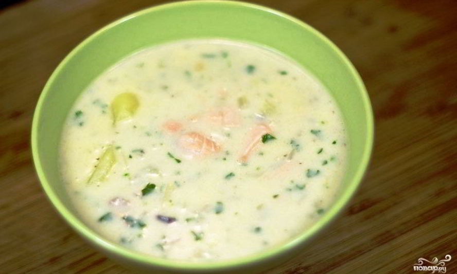 Рецепт ухи из красной рыбы со сливками