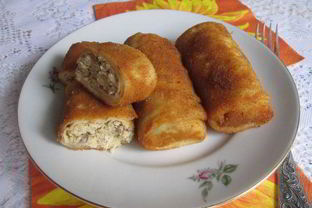 Блинчики с курицей и грибами