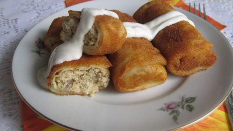 блинчики с курицей и грибами